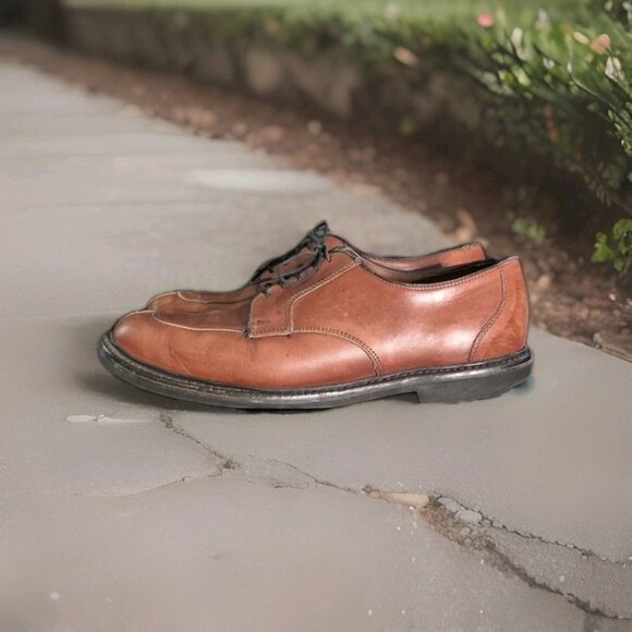 Men's Allen Edmonds Split Toe Dress Shoes Brown Leather Men's Size 10 D - Picture 1 of 7